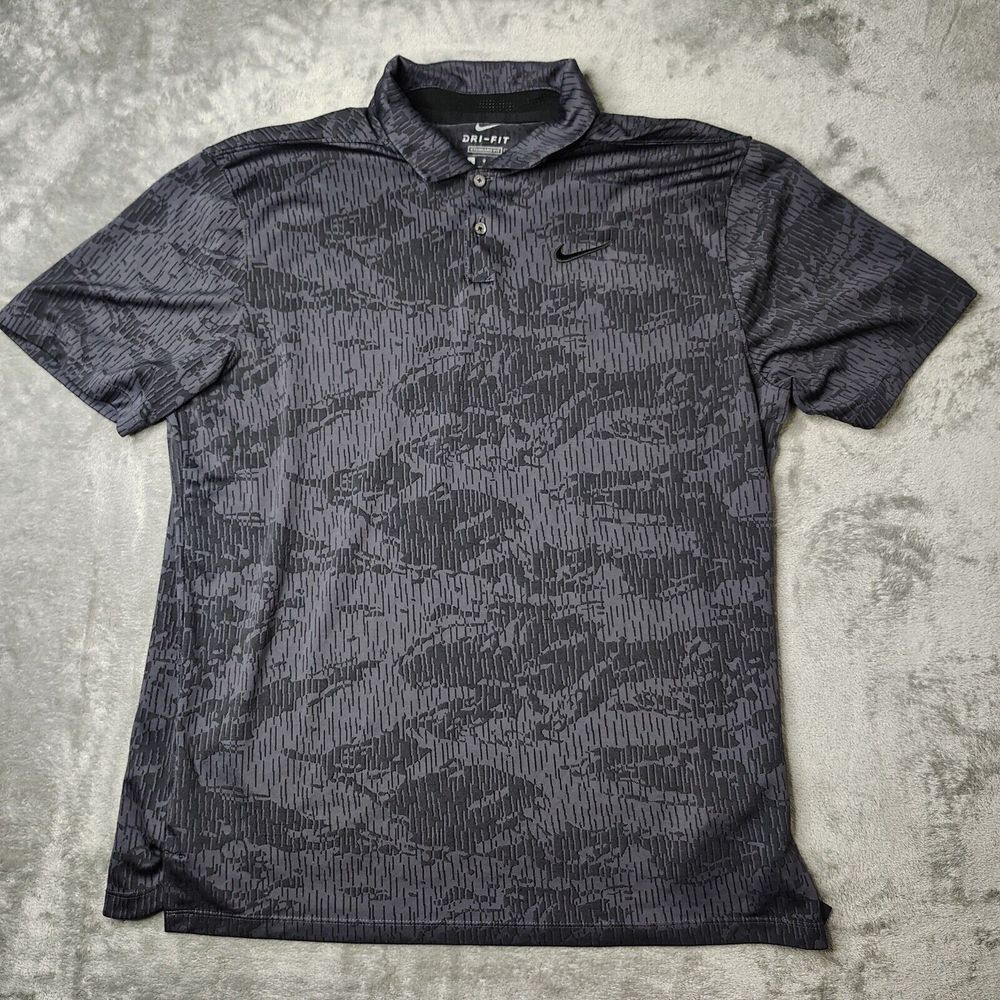 Nike Men's Dri-FIT Heathered Charcoal Gray Polo